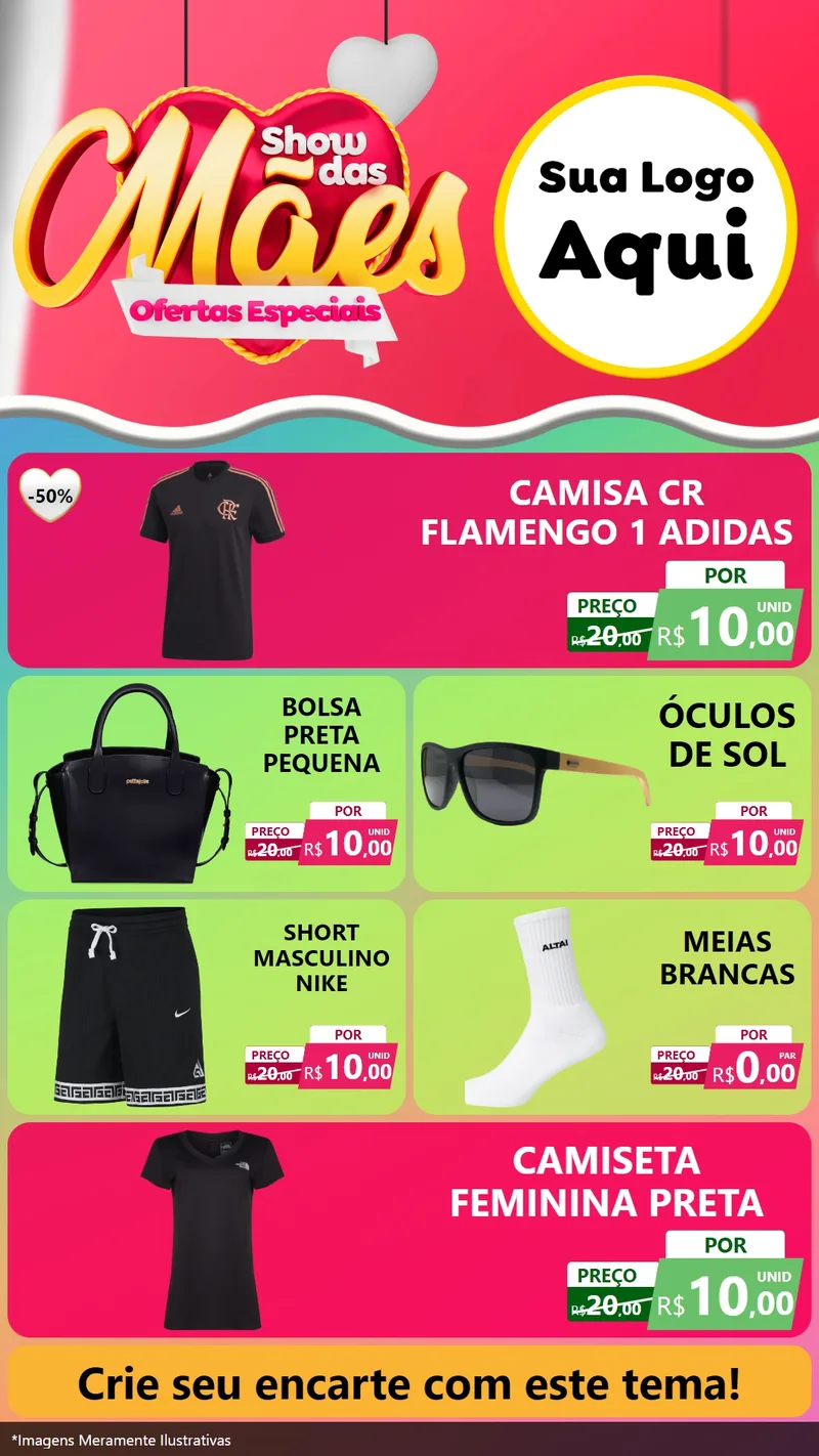 Modelo de TV para TV Vertical com o tema Show das Mães - Ofertas Especiais para Roupas e acessórios