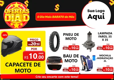 Modelo de Encarte para Encarte A4 Horizontal com o tema Dia D para Moto peças