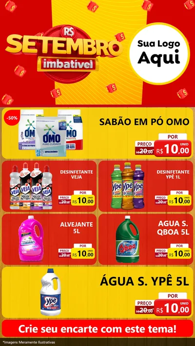 Modelo de TV para TV Vertical com o tema Setembro Imbatível para Produtos de Limpeza