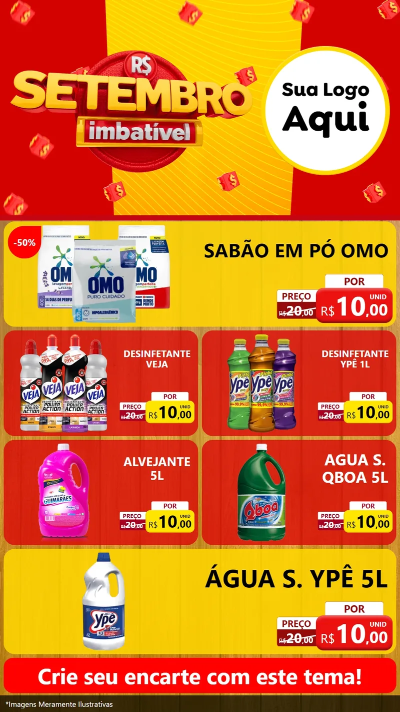 Modelo de TV para TV Vertical com o tema Setembro Imbatível para Produtos de Limpeza