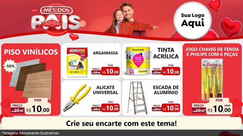Modelo de TV para TV Horizontal com o tema Mês dos Pais para Material para Construção