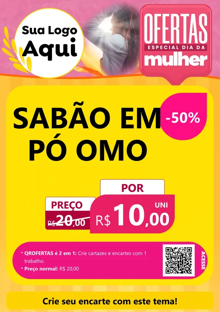 Modelo de Cartaz para Cartaz A4 Vertical com o tema Ofertas - Especial Dia Das Mulheres para Produtos de Limpeza