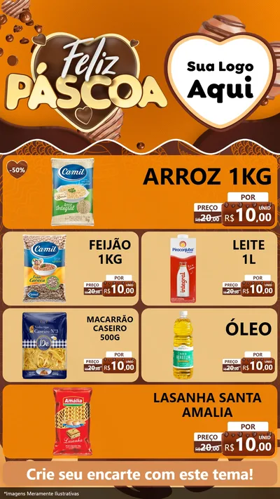 Modelo de TV para TV Vertical com o tema Feliz Páscoa para Supermercado