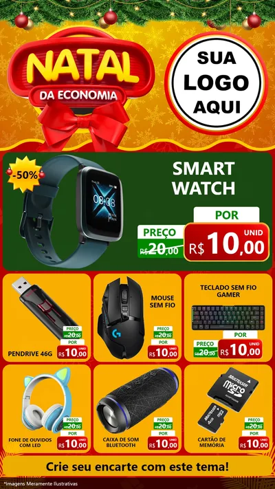 Modelo de Rede Social para Stories com o tema Natal da Economia para Informática