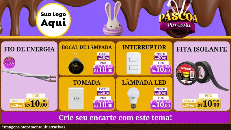 Modelo de TV para TV Horizontal com o tema Páscoa Premiada para Materiais Elétricos