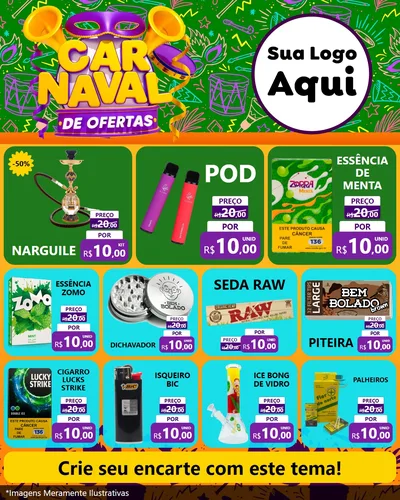 Modelo de Rede Social para Feed Instagram com o tema Carnaval de Ofertas para Tabacaria