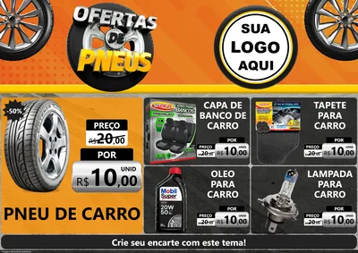 Modelo de Encarte para Encarte A4 Horizontal com o tema Ofertas de Pneus para Auto peças