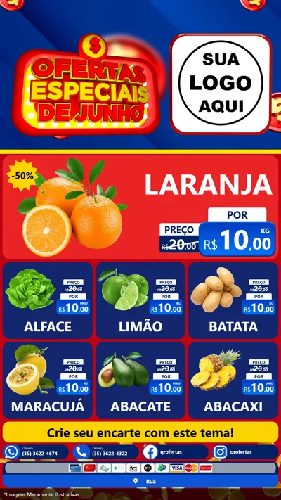 Modelo de Rede Social para Stories com o tema Ofertas Especiais de Junho para Hortifrúti