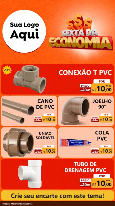 Modelo de TV para TV Vertical com o tema Sexta da Economia para Tubos e conexões