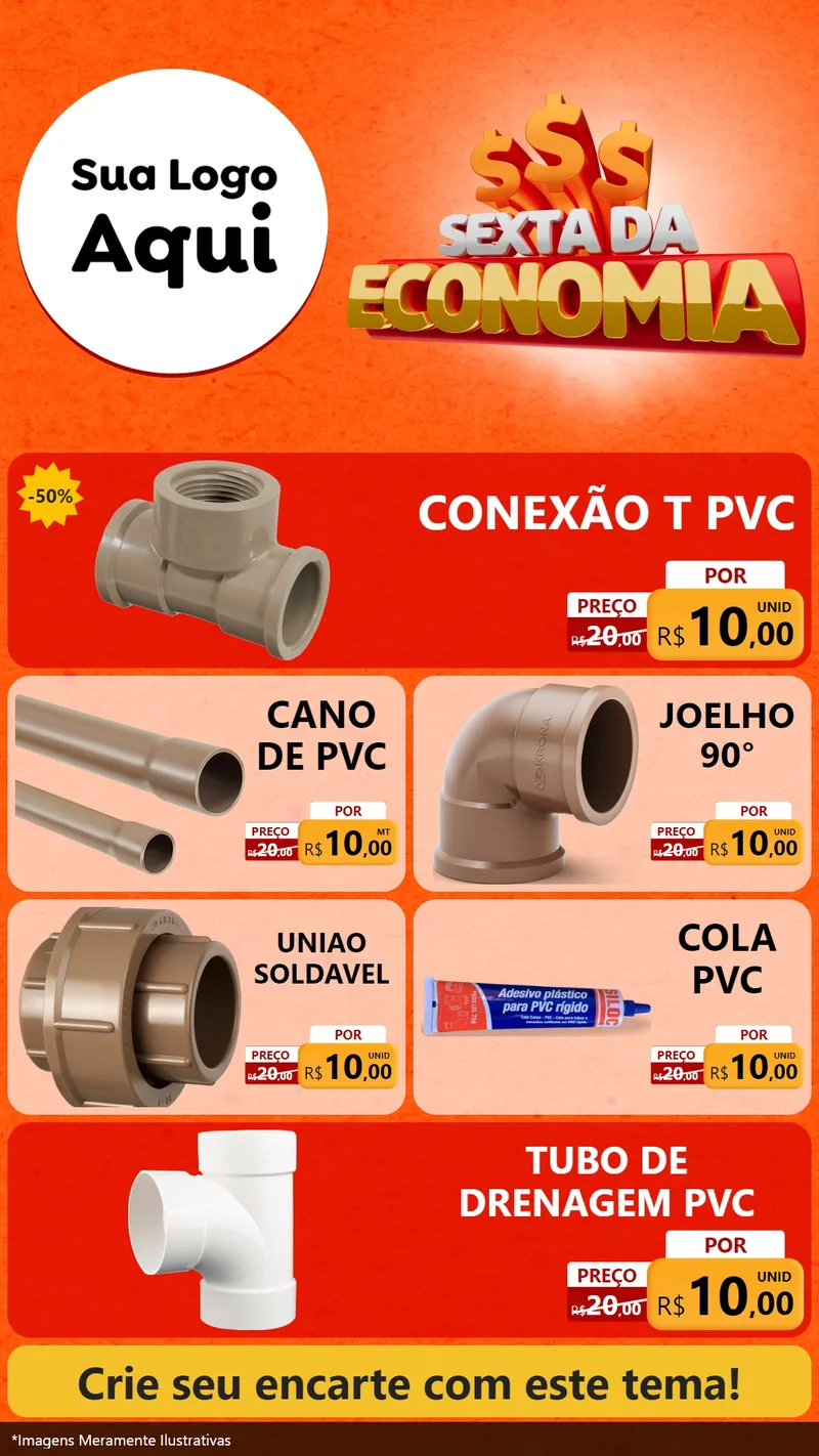 Modelo de TV para TV Vertical com o tema Sexta da Economia para Tubos e conexões