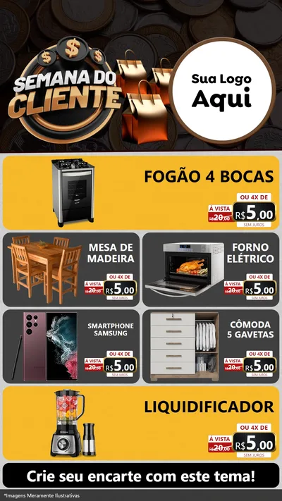 Modelo de TV para TV Vertical com o tema Semana do Cliente para Móveis e Eletro