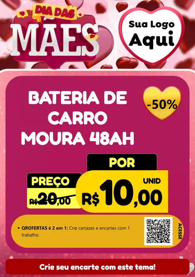 Modelo de Cartaz para Cartaz A4 Vertical com o tema Dia Das Mães para Baterias Elétricas