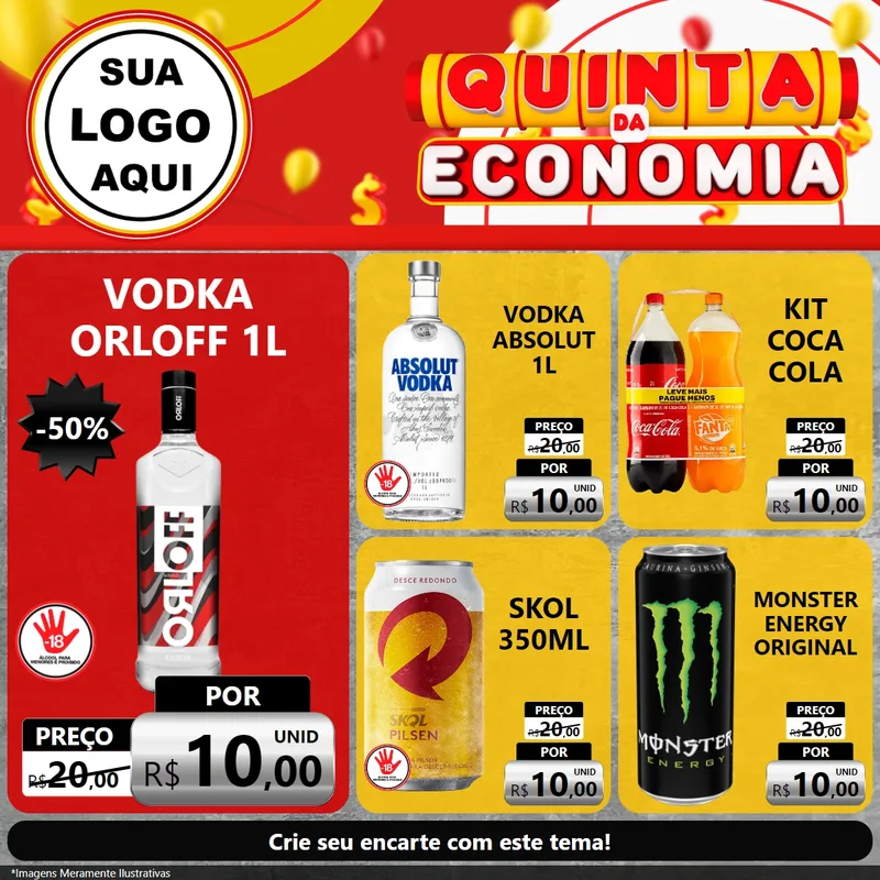 Modelo de Rede Social para Feed Facebook com o tema Quinta da Economia para Distribuidora de bebidas