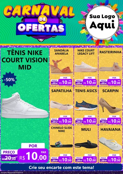 Modelo de Encarte para Encarte A4 Vertical com o tema Carnaval de Ofertas para Calçados