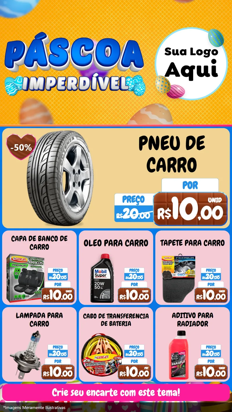 Modelo de Rede Social para Stories com o tema Páscoa Imperdível para Auto peças
