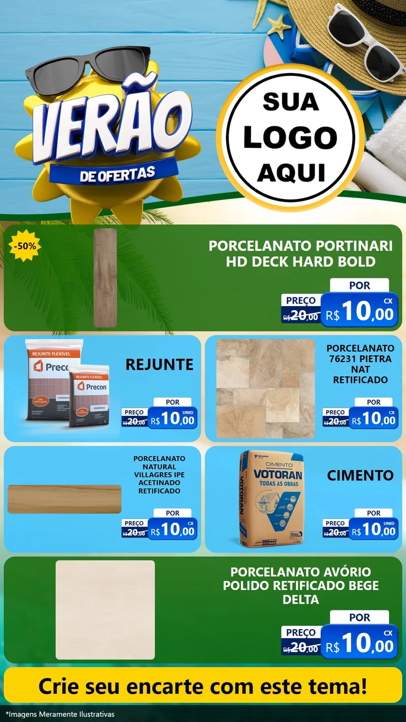 Modelo de TV para TV Vertical com o tema Verão de Ofertas para Pisos e revestimentos