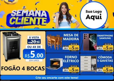 Modelo de Encarte para Encarte A4 Horizontal com o tema Semana do Cliente para Móveis e Eletro