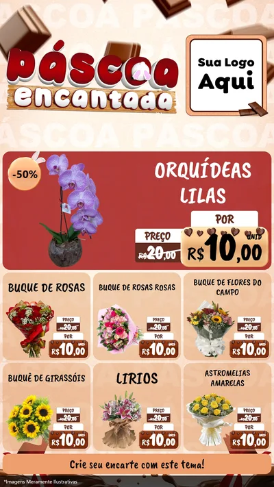Modelo de Rede Social para Stories com o tema Páscoa Encantada para Floricultura e jardim