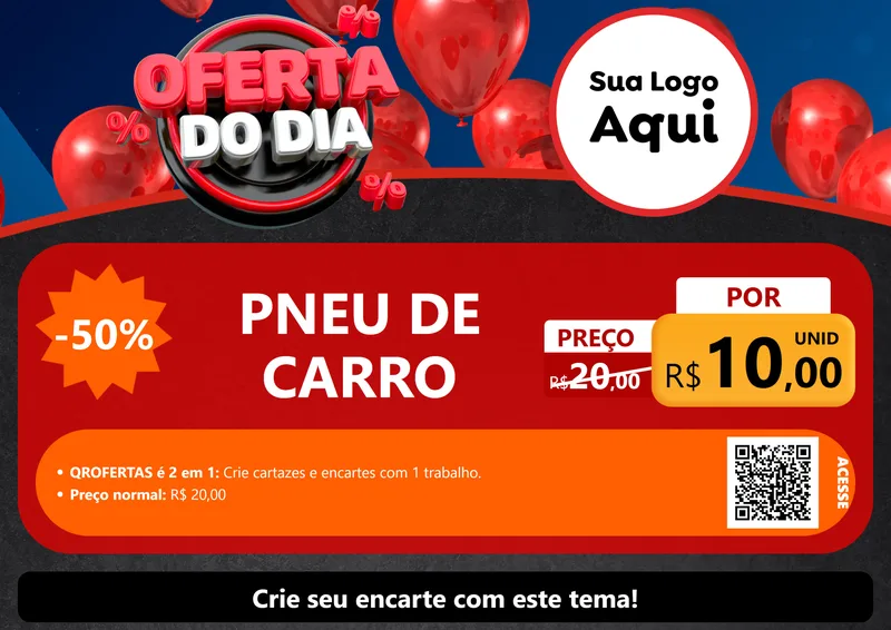 Modelo de Cartaz para Cartaz A4 Horizontal com o tema Oferta do Dia para Auto peças