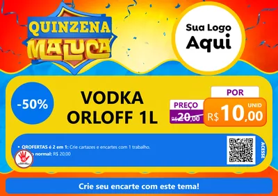 Modelo de Cartaz para Cartaz A4 Horizontal com o tema Quinzena Maluca para Distribuidora de bebidas