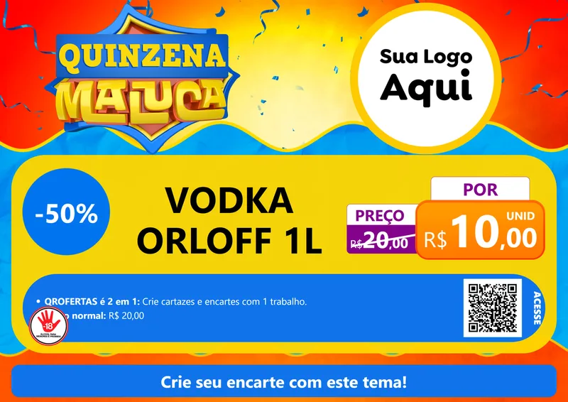Modelo de Cartaz para Cartaz A4 Horizontal com o tema Quinzena Maluca para Distribuidora de bebidas