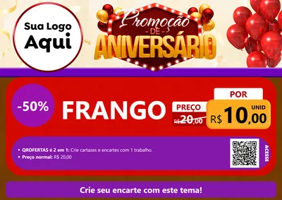 Modelo de Cartaz para Cartaz A4 Horizontal com o tema Promoção de Aniversário para Assados