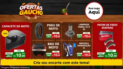 Modelo de TV para TV Horizontal com o tema Ofertas Dia do Gaúcho para Moto peças