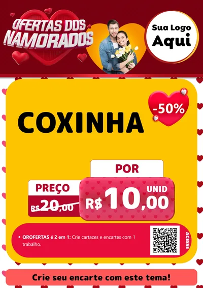 Modelo de Cartaz para Cartaz A4 Vertical com o tema Ofertas Dos Namorados para Salgadaria