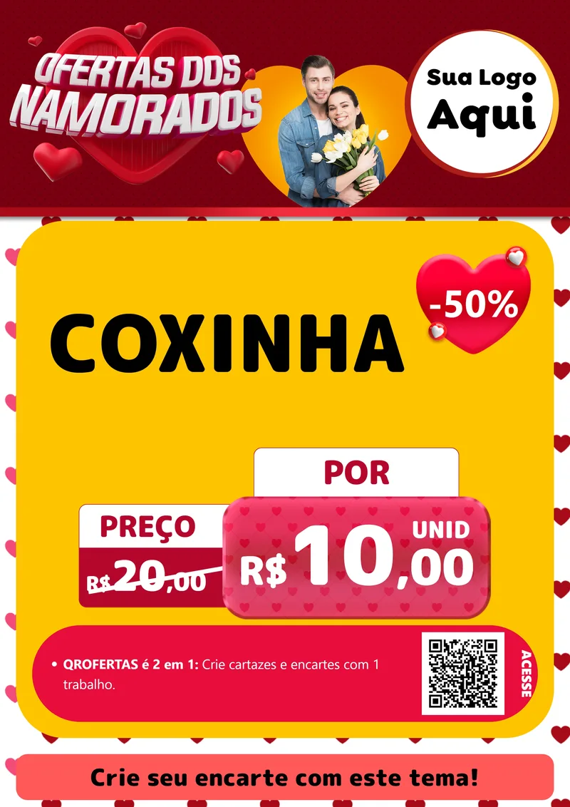Modelo de Cartaz para Cartaz A4 Vertical com o tema Ofertas Dos Namorados para Salgadaria