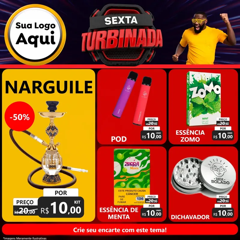 Modelo de Rede Social para Feed Facebook com o tema Sexta Turbinada para Tabacaria