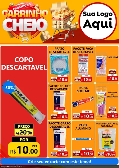 Modelo de Encarte para Encarte A4 Vertical com o tema Promoção carrinho cheio para Embalagens