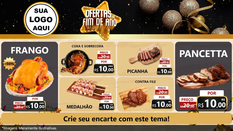 Modelo de TV para TV Horizontal com o tema Ofertas de Fim de Ano para Assados
