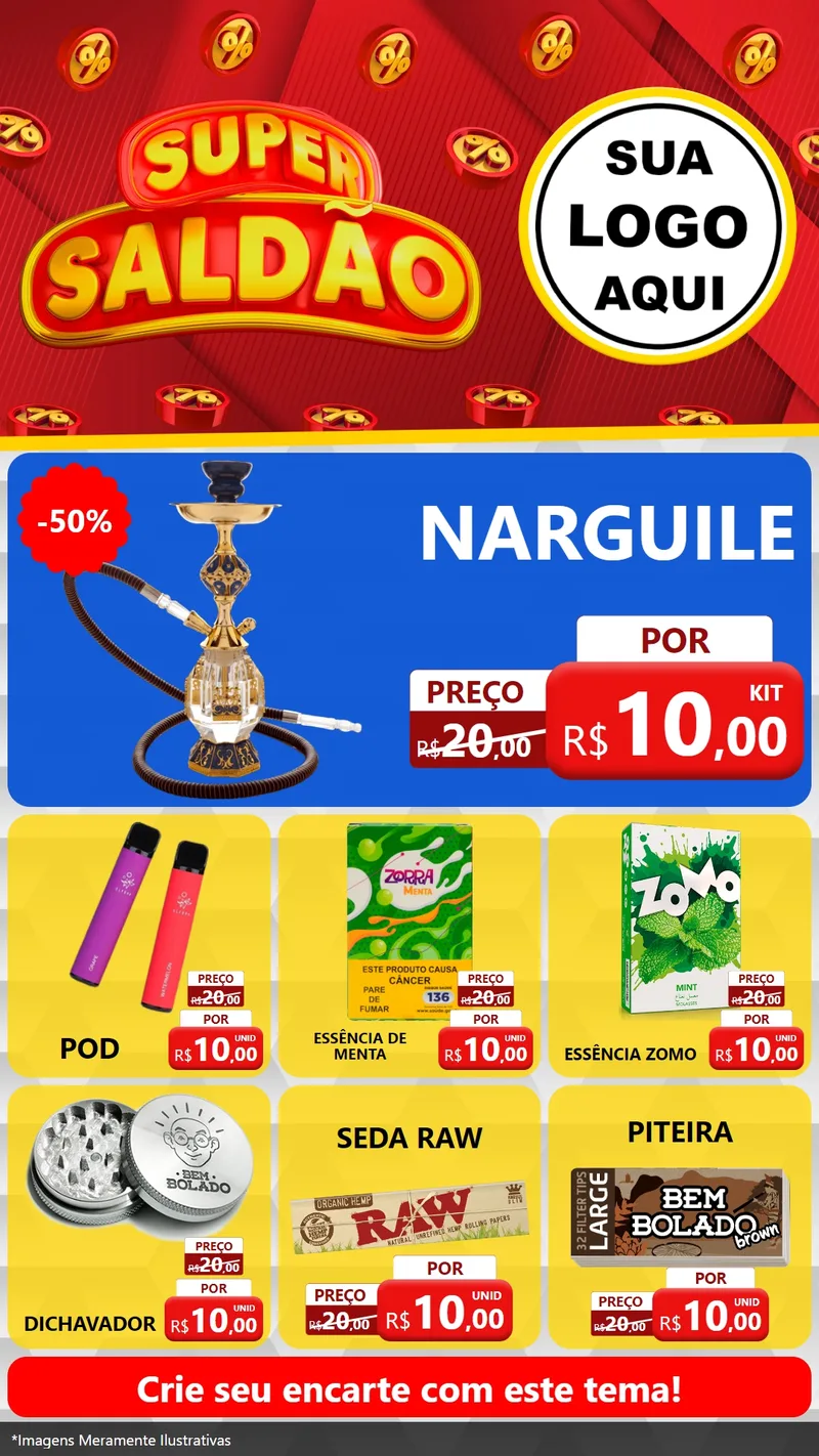 Modelo de Rede Social para Stories com o tema Super Saldão para Tabacaria