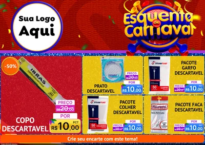 Modelo de Encarte para Encarte A4 Horizontal com o tema Esquenta de Carnaval para Embalagens