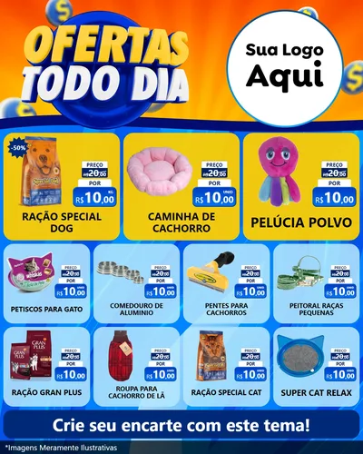Modelo de Rede Social para Feed Instagram com o tema Ofertas Todo Dia para Pet Shop