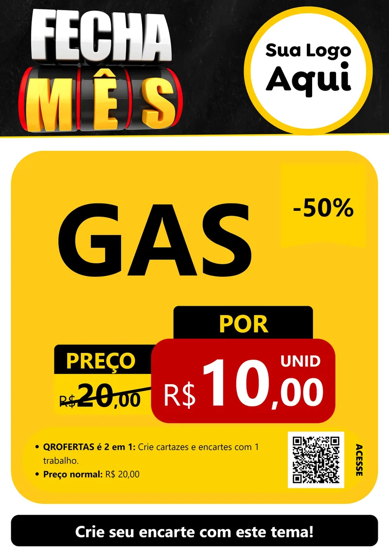 Modelo de Cartaz para Cartaz A4 Vertical com o tema Fecha Mês para Água e gás
