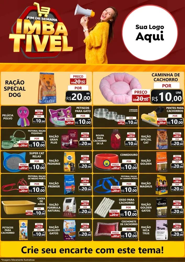 Modelo de Encarte para Encarte A4 Vertical com o tema Fim de Semana Imbatível para Pet Shop