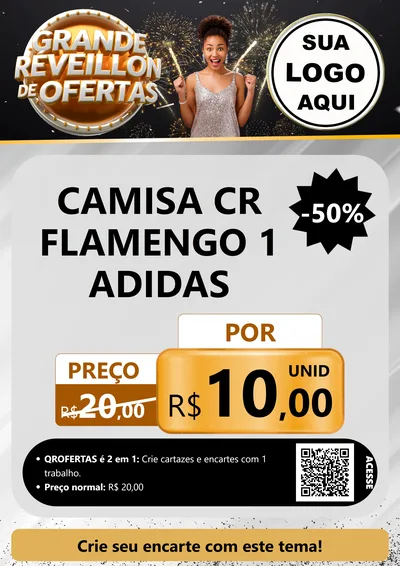 Modelo de Cartaz para Cartaz A4 Vertical com o tema Grande Réveillon de Ofertas para Roupas e acessórios