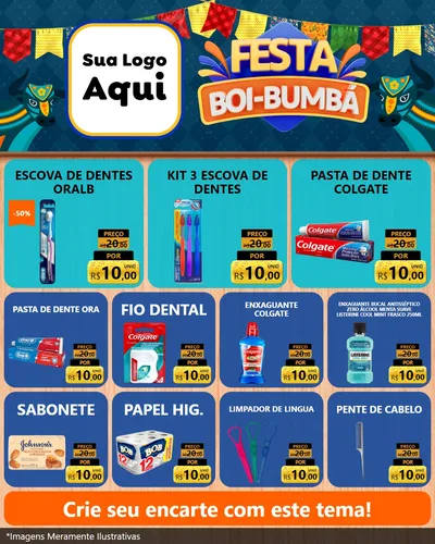 Modelo de Rede Social para Feed Instagram com o tema Festa Boi Bumbá para Higiene Pessoal
