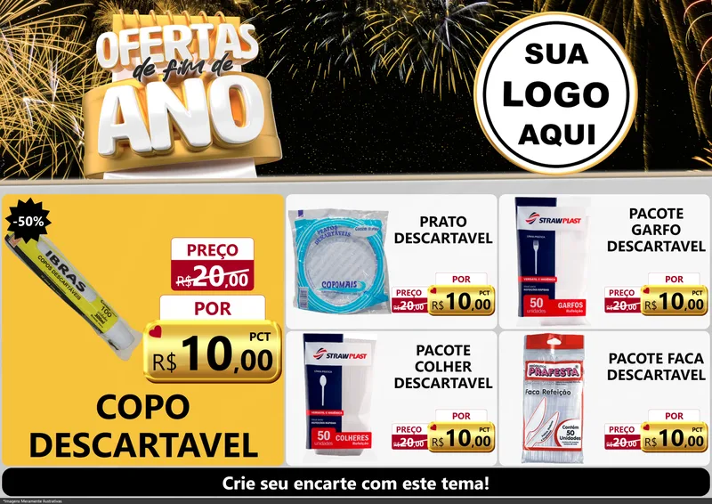 Modelo de Encarte para Encarte A4 Horizontal com o tema Ofertas de Fim de Ano para Embalagens