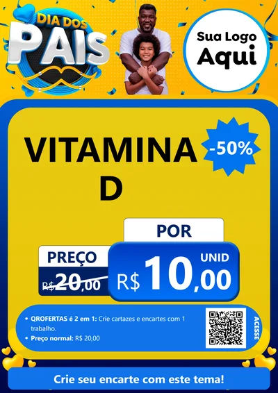 Modelo de Cartaz para Cartaz A4 Vertical com o tema Dia dos Pais para Farmácia