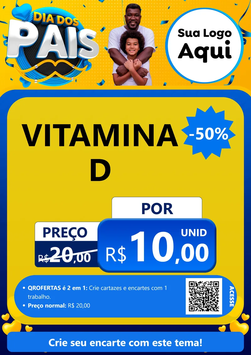 Modelo de Cartaz para Cartaz A4 Vertical com o tema Dia dos Pais para Farmácia