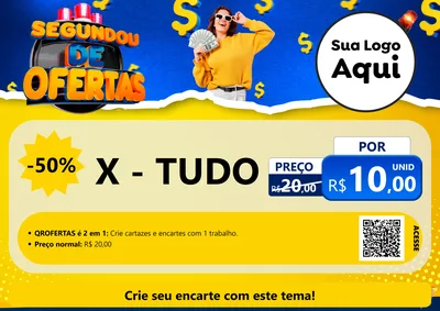 Modelo de Cartaz para Cartaz A4 Horizontal com o tema Segundou de Ofertas para Hamburgueria