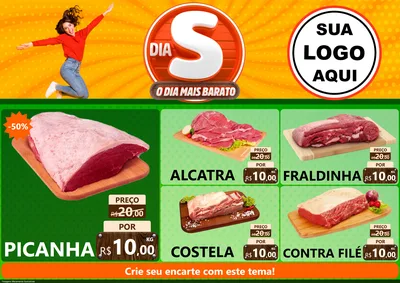 Modelo de Encarte para Encarte A4 Horizontal com o tema Dia S - O Dia Mais Barato para Açougue