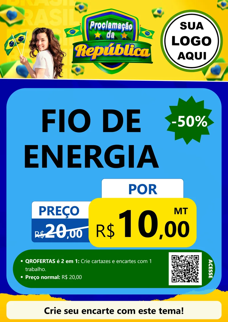 Modelo de Cartaz para Cartaz A4 Vertical com o tema Proclamação da República para Materiais Elétricos
