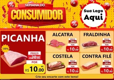 Modelo de Encarte para Encarte A4 Horizontal com o tema Semana do Consumidor para Açougue