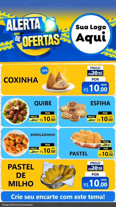 Modelo de TV para TV Vertical com o tema Alerta de Ofertas para Salgadaria