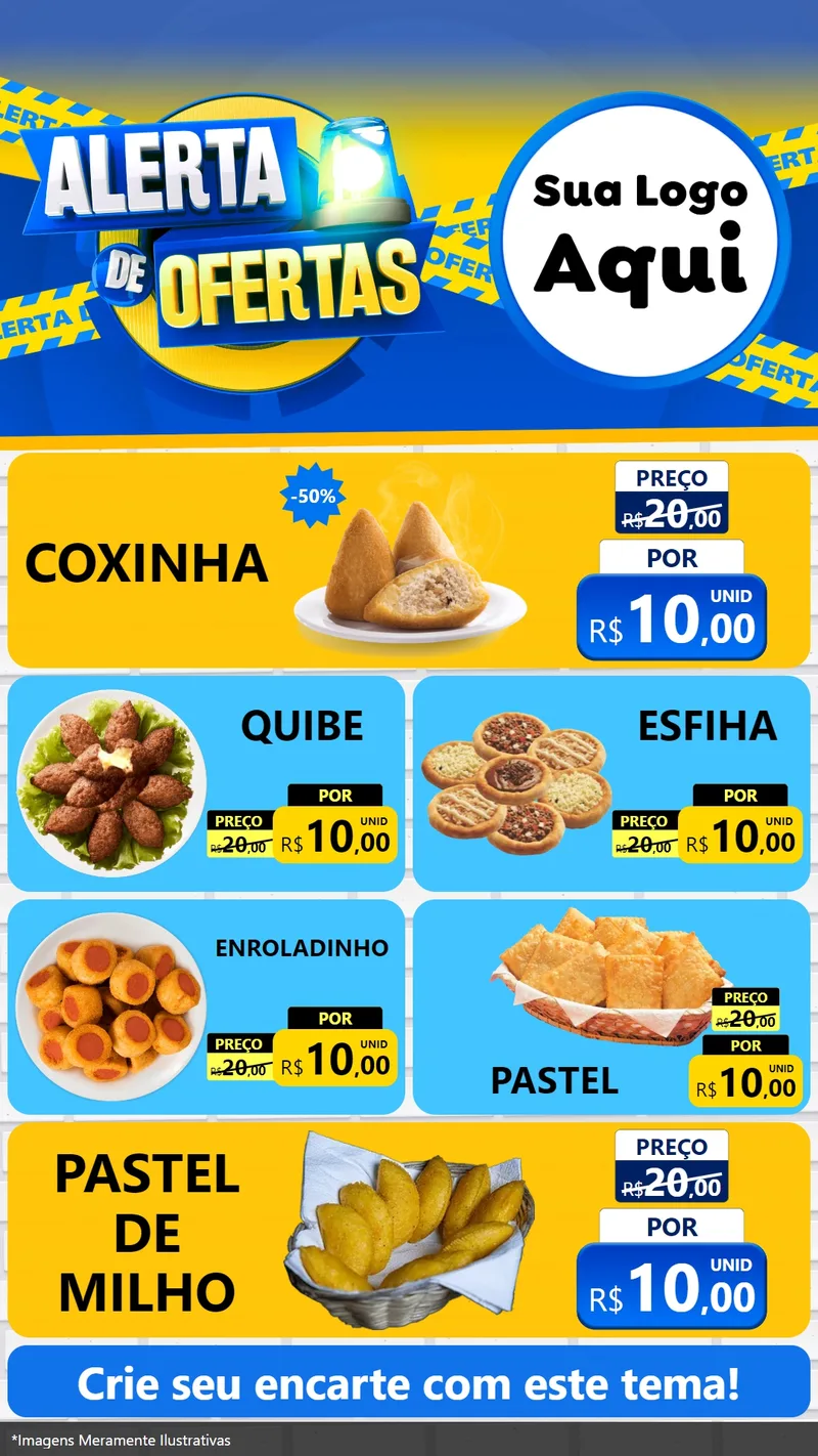 Modelo de TV para TV Vertical com o tema Alerta de Ofertas para Salgadaria