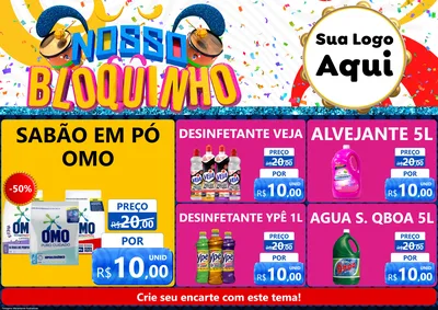 Modelo de Encarte para Encarte A4 Horizontal com o tema Nosso Bloquinho para Produtos de Limpeza