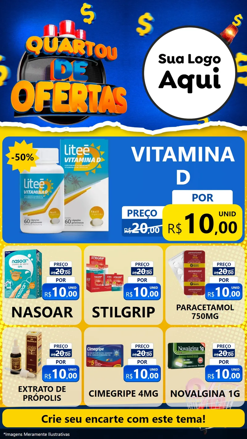 Modelo de Rede Social para Stories com o tema Quartou de Ofertas para Farmácia